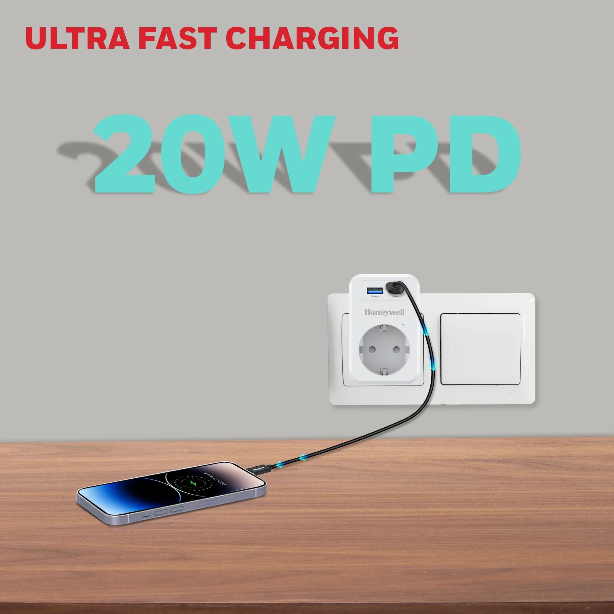 1 Outlet Surge Cube with 1xType C with PD & 1xUSB - White - Image 5