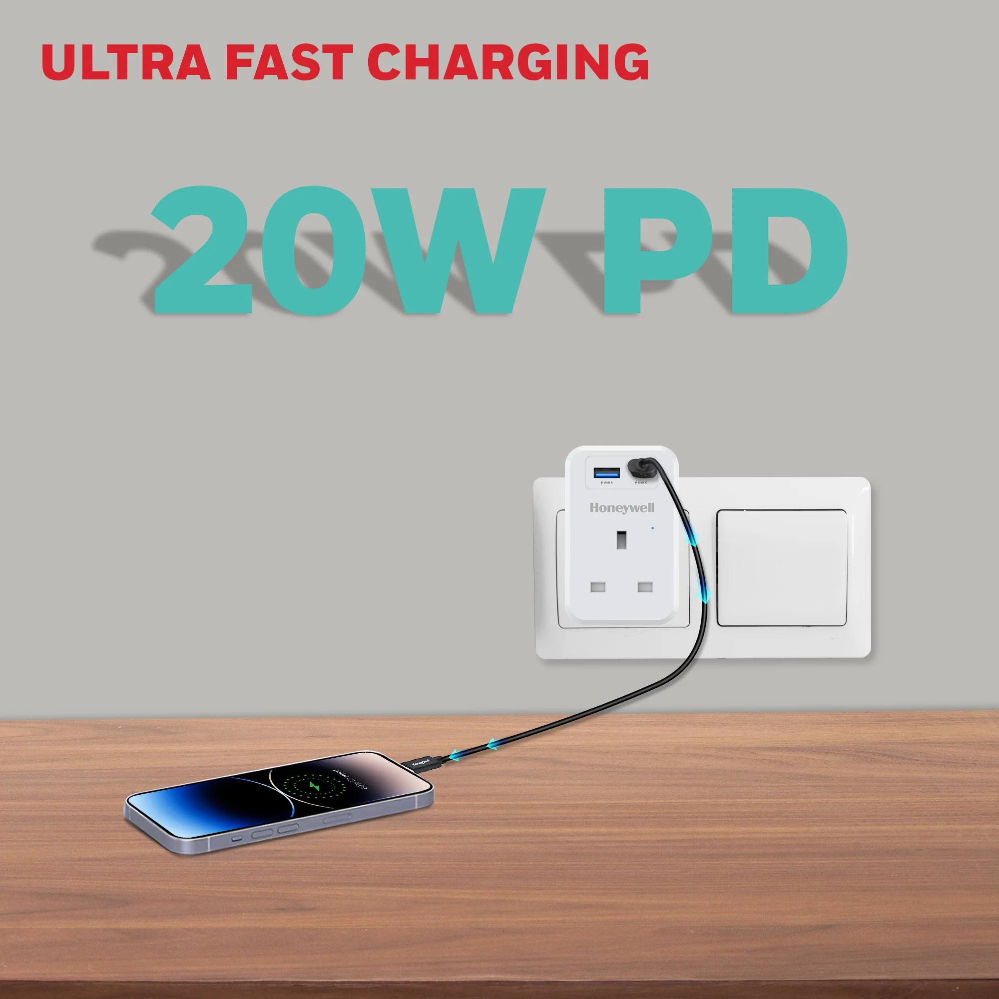 1 Outlet Surge Cube with 1xType C with PD & 1xUSB - White - Image 5