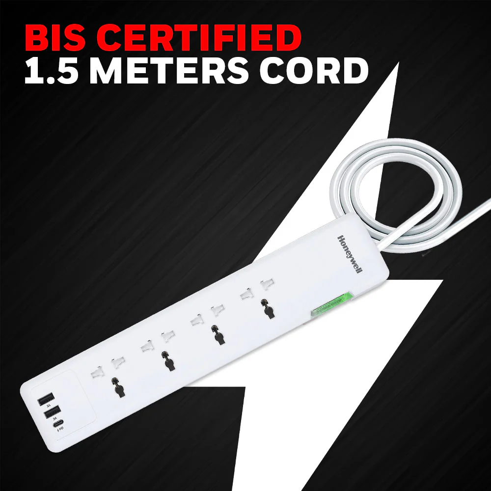 4 out surge protector PD20W with 2xUSB - White - Image 6