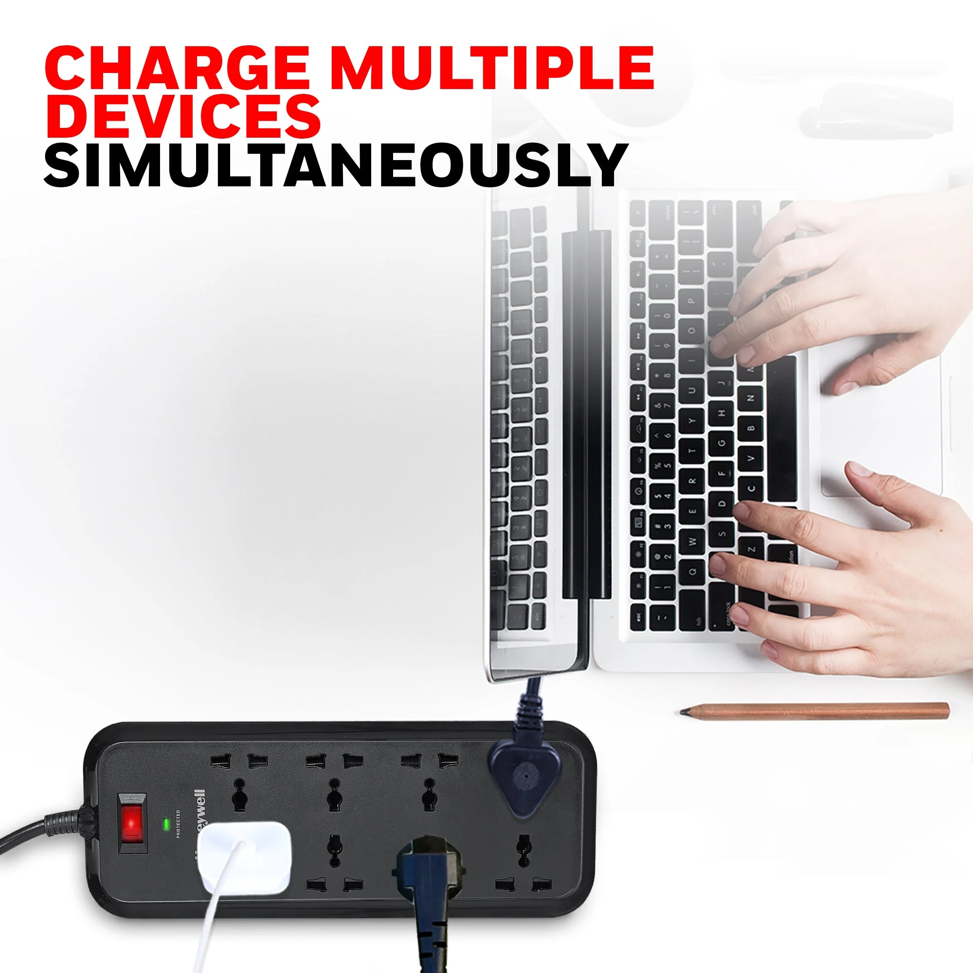 8 out Surge Protector with Master Switch - Black - Image 4