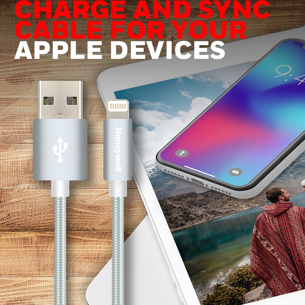 Apple Lightning Sync & Charge Cable 1.2 Mtr (Braided) - Silver - Image 5
