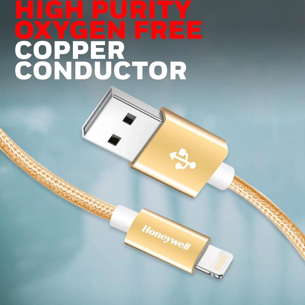 Apple Lightning Sync & Charge Cable 1.2 Mtr (Braided) - Gold - Image 2
