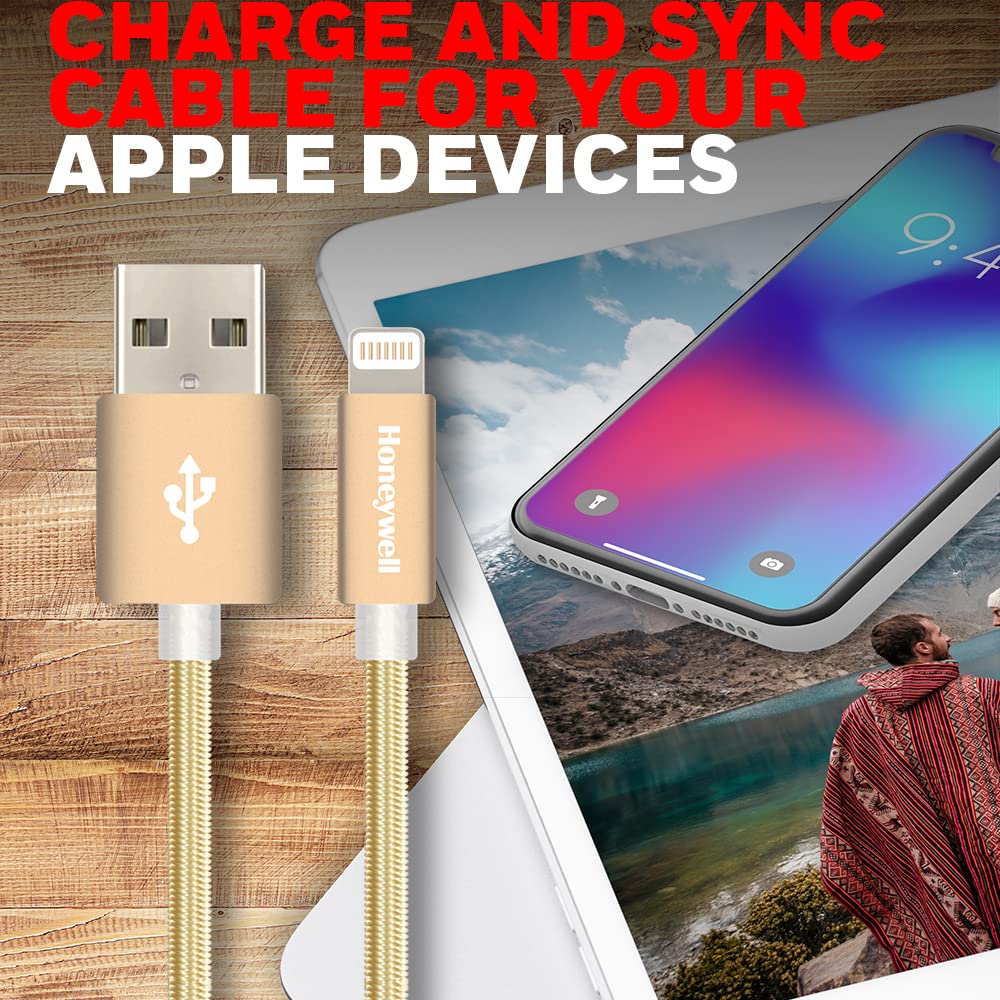 Apple Lightning Sync & Charge Cable 1.2 Mtr (Braided) - Gold - Image 5