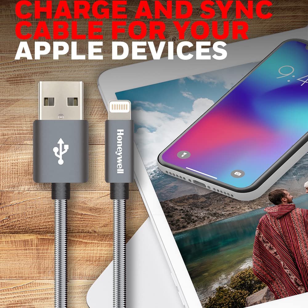 Apple Lightning Sync & Charge Cable 1.2 Mtr (Braided) - Grey - Image 4