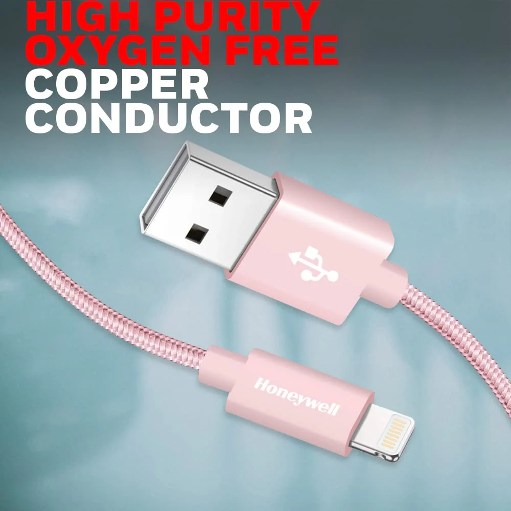 Apple Lightning Sync & Charge Cable 1.2 Mtr (Braided) - Rose Gold - Image 4