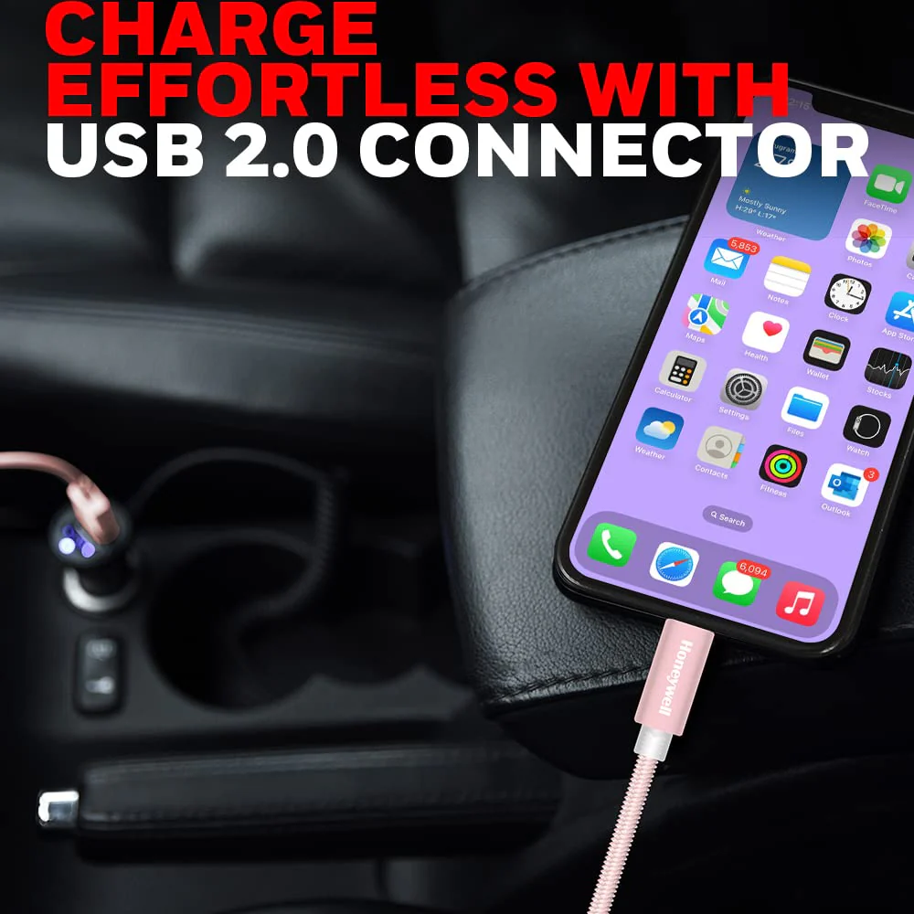 Apple Lightning Sync & Charge Cable 1.2 Mtr (Braided) - Rose Gold - Image 5