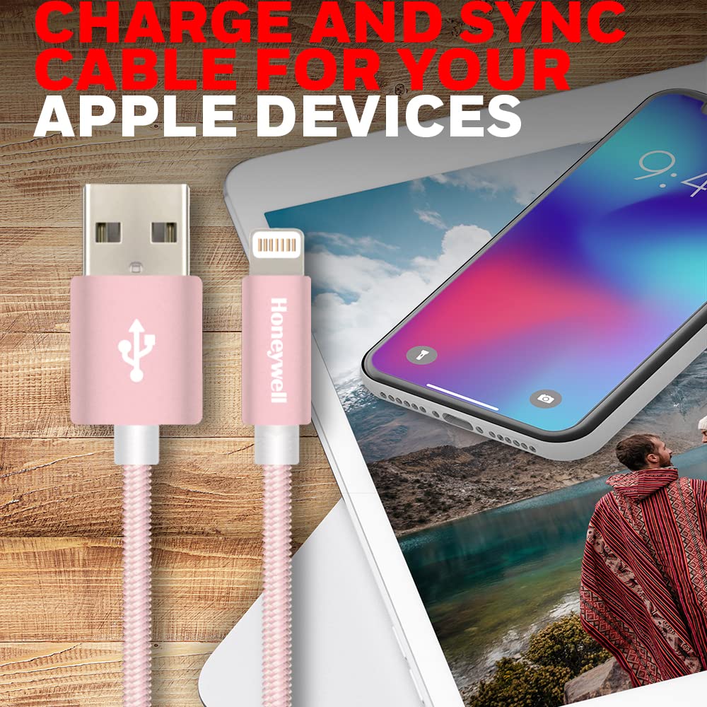 Apple Lightning Sync & Charge Cable 1.2 Mtr (Braided) - Rose Gold - Image 6