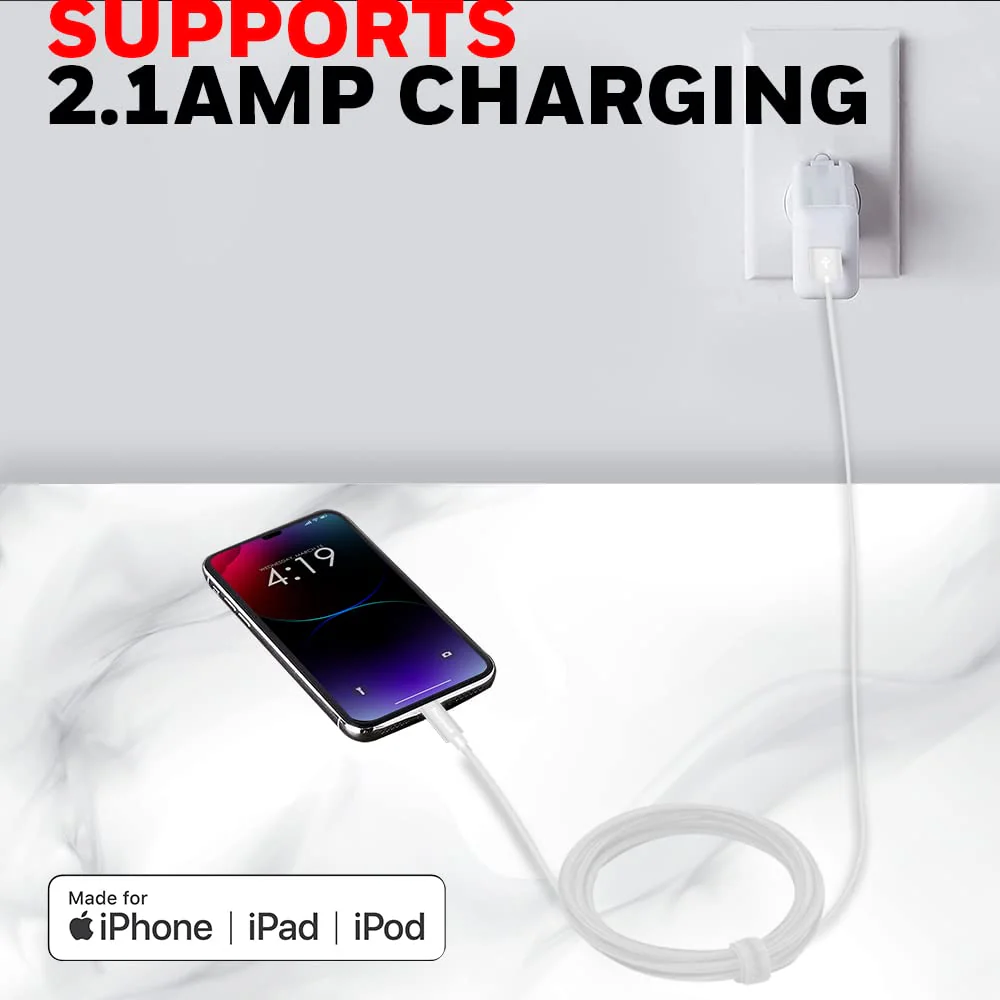 Apple Lightning Sync & Charge Cable 1.2Mtr (Non-Braided) - White - Image 7