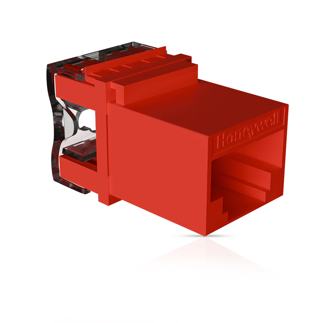 Cat6 UTP Keystone Jack Shuttered RED - Image 5