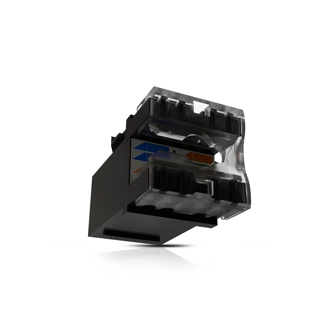 Cat6A UTP Keystone Jack Shuttered BLACK - Image 3