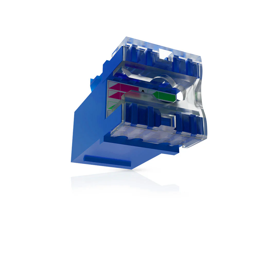 Cat6A UTP Keystone Jack Shuttered BLUE - Image 3