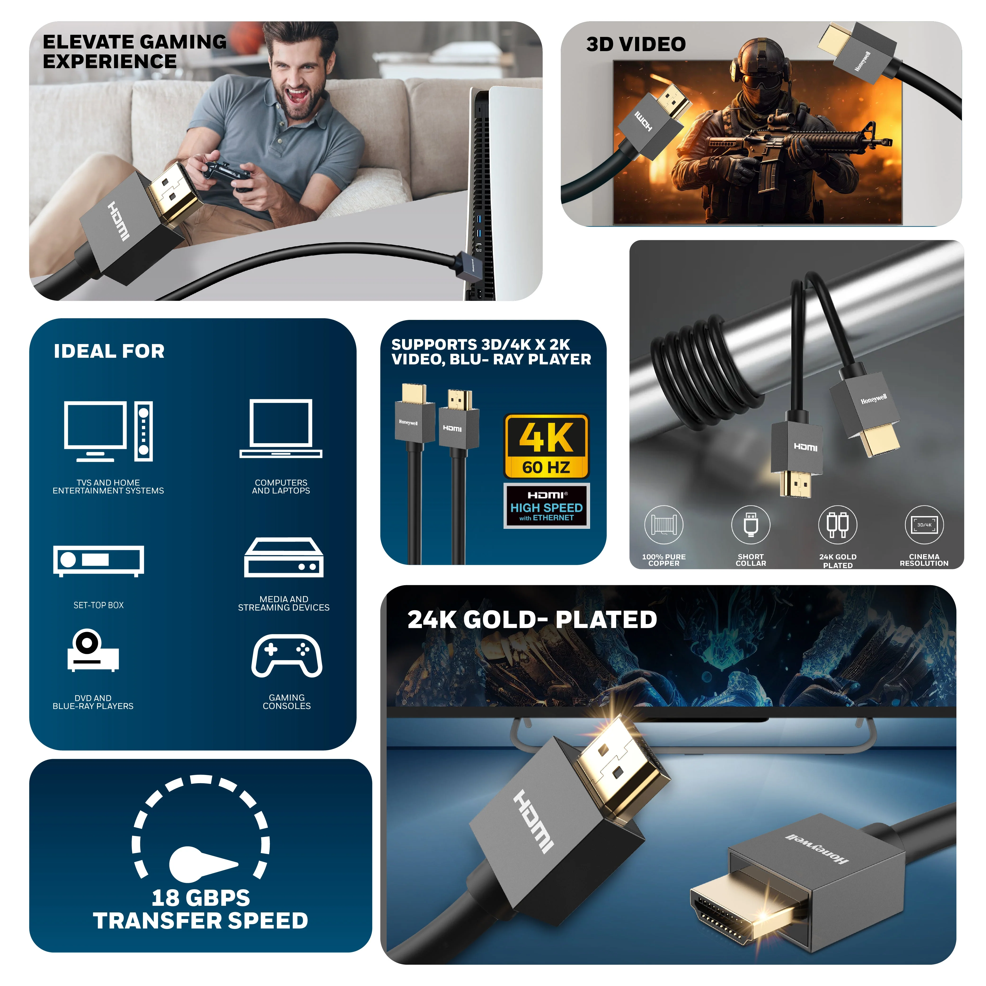 HDMI 10 Mtr with Ethernet - 2.0 Compliant Slim - Image 2
