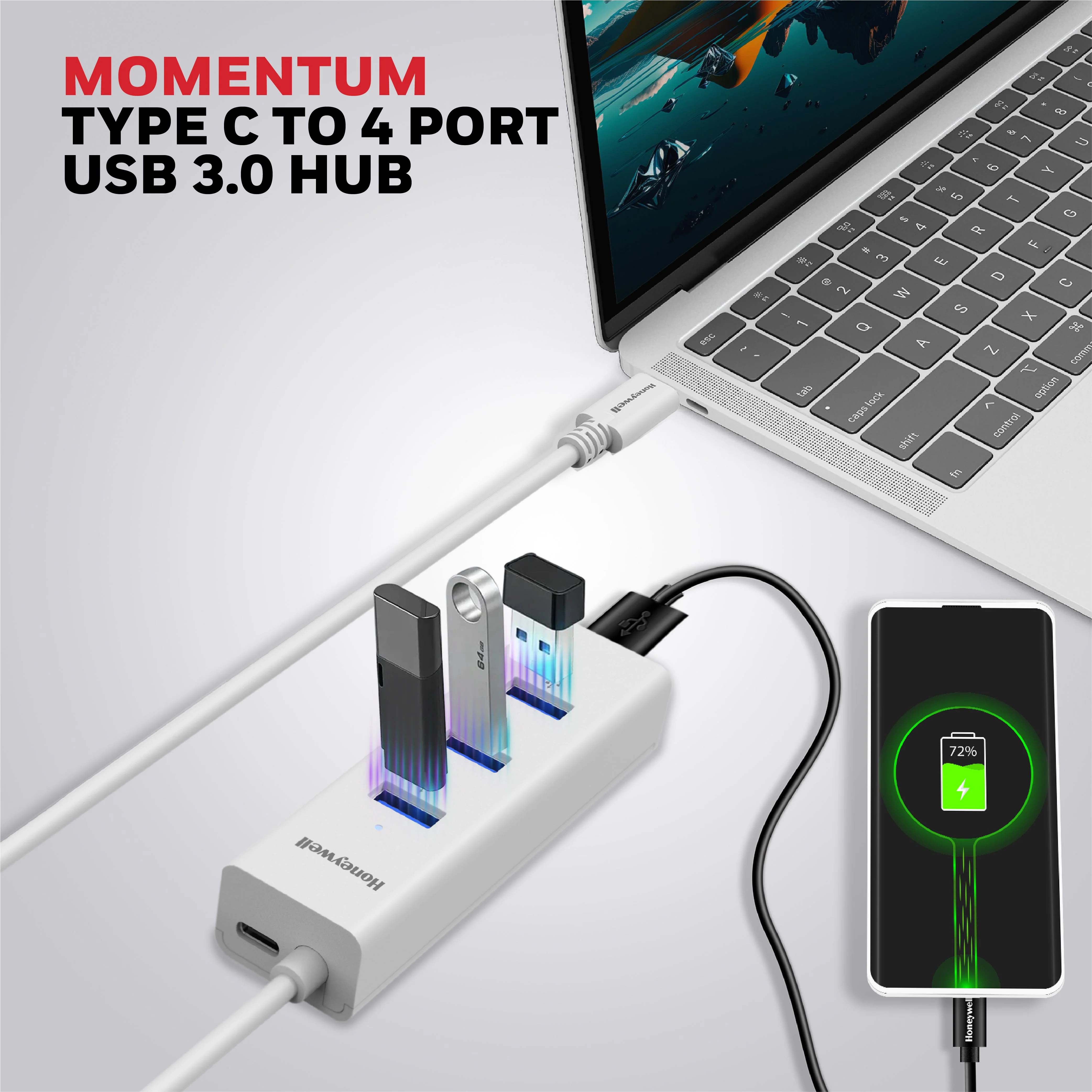 Momentum Type-C To 4xUSB 3.0 Hub - Image 2