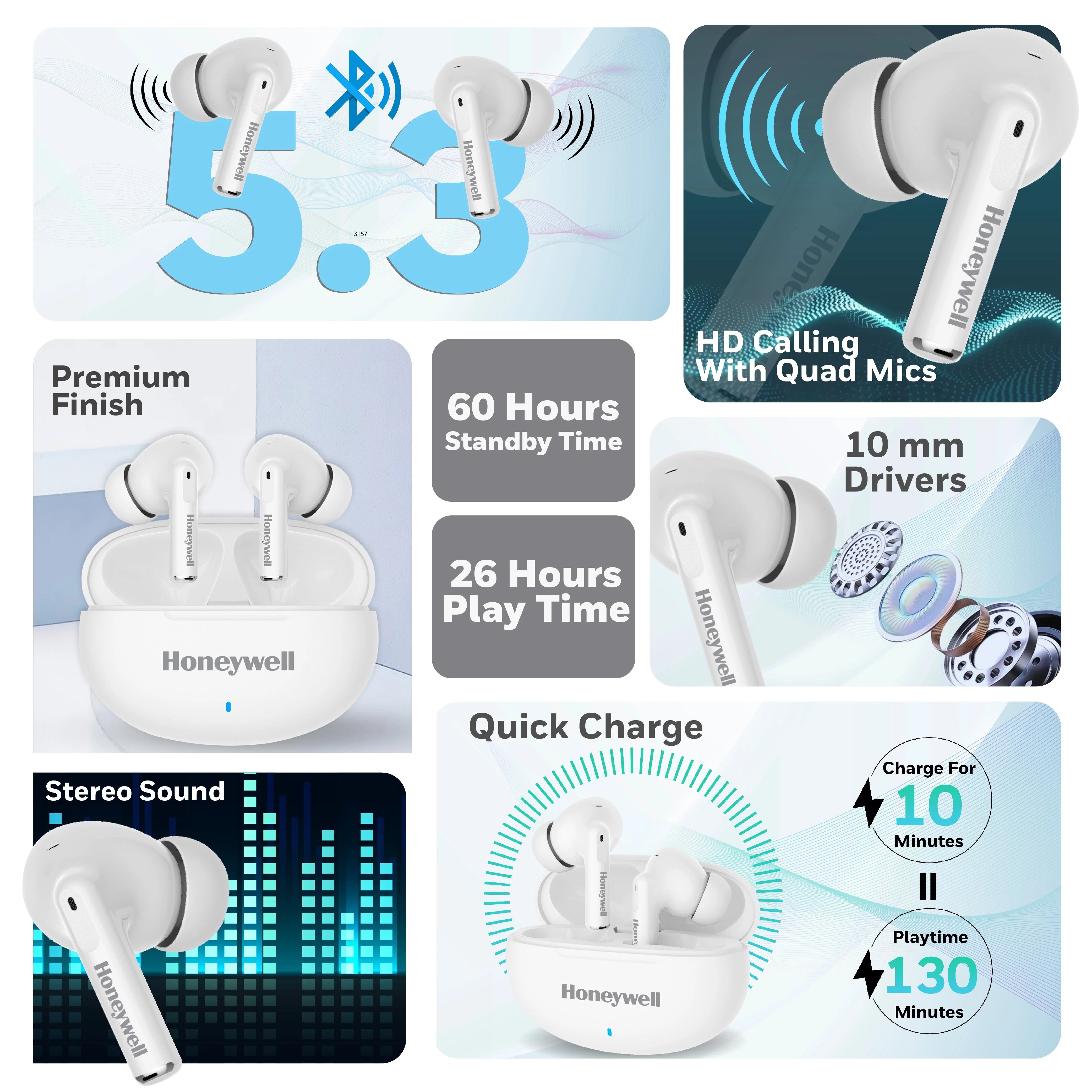 Moxie V1200 Truly Wireless Earbuds-White - Image 3