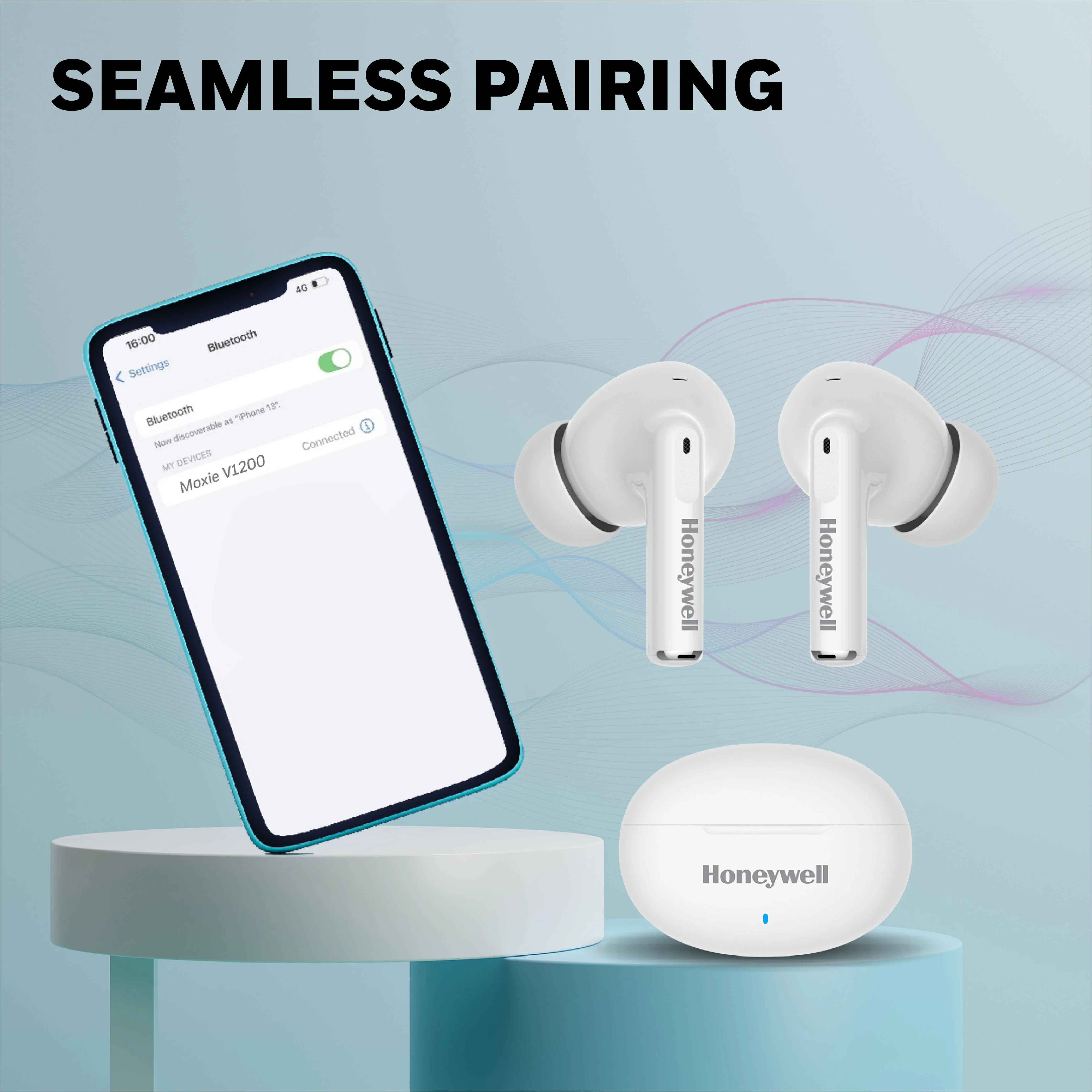 Moxie V1200 Truly Wireless Earbuds-White - Image 5