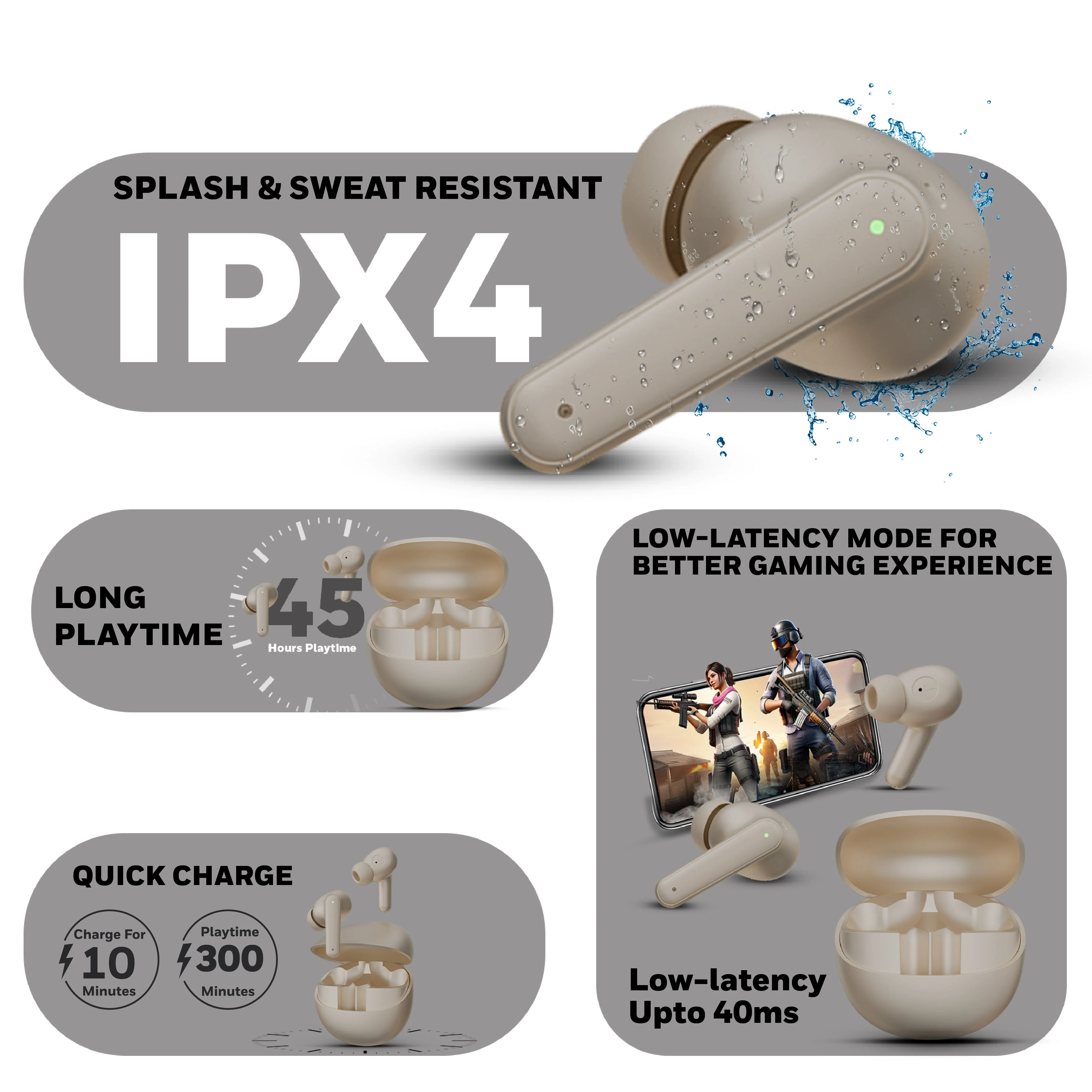 Moxie V1400 Truly Wireless Earbuds-Camel - Image 4