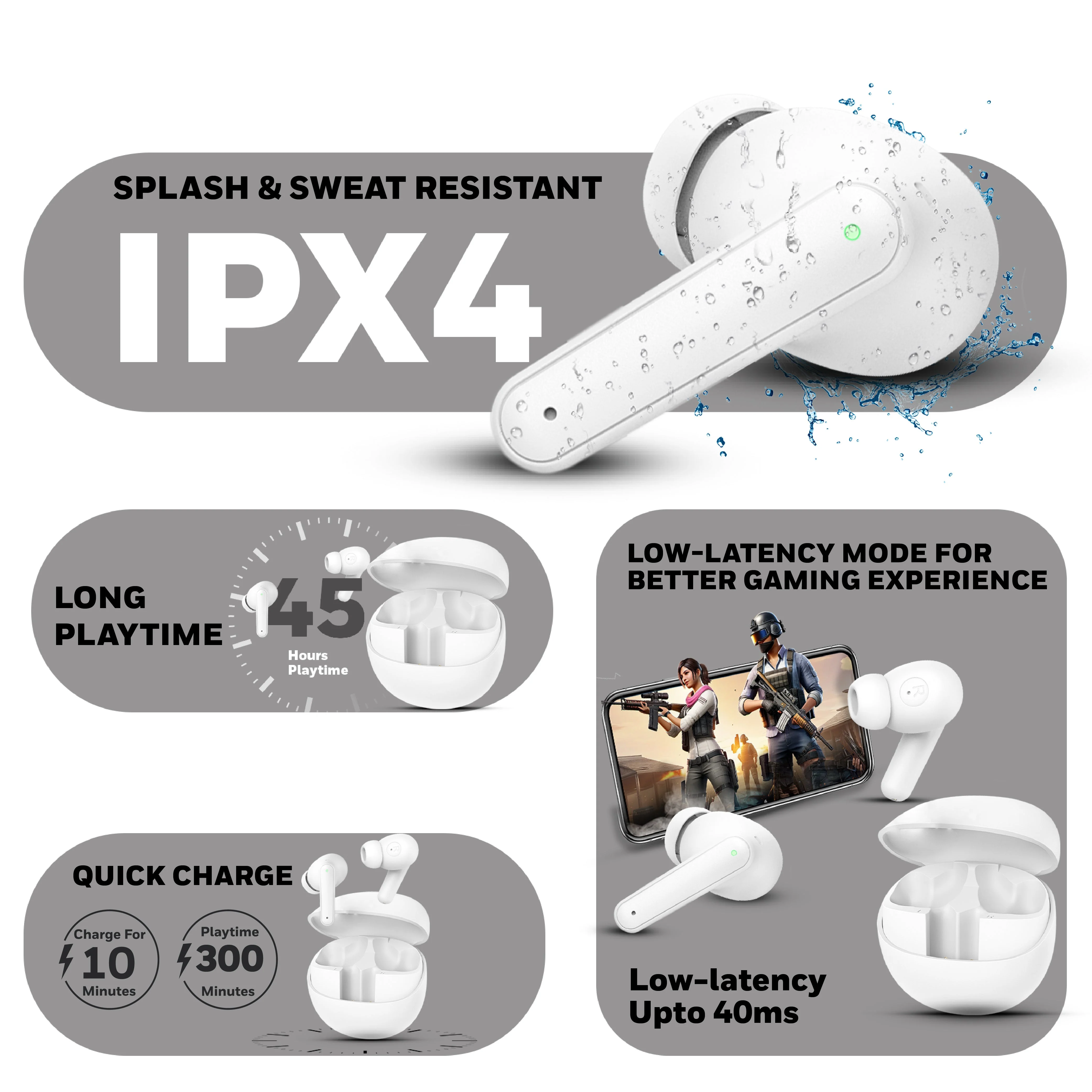 Moxie V1400 Truly Wireless Earbuds-White - Image 4