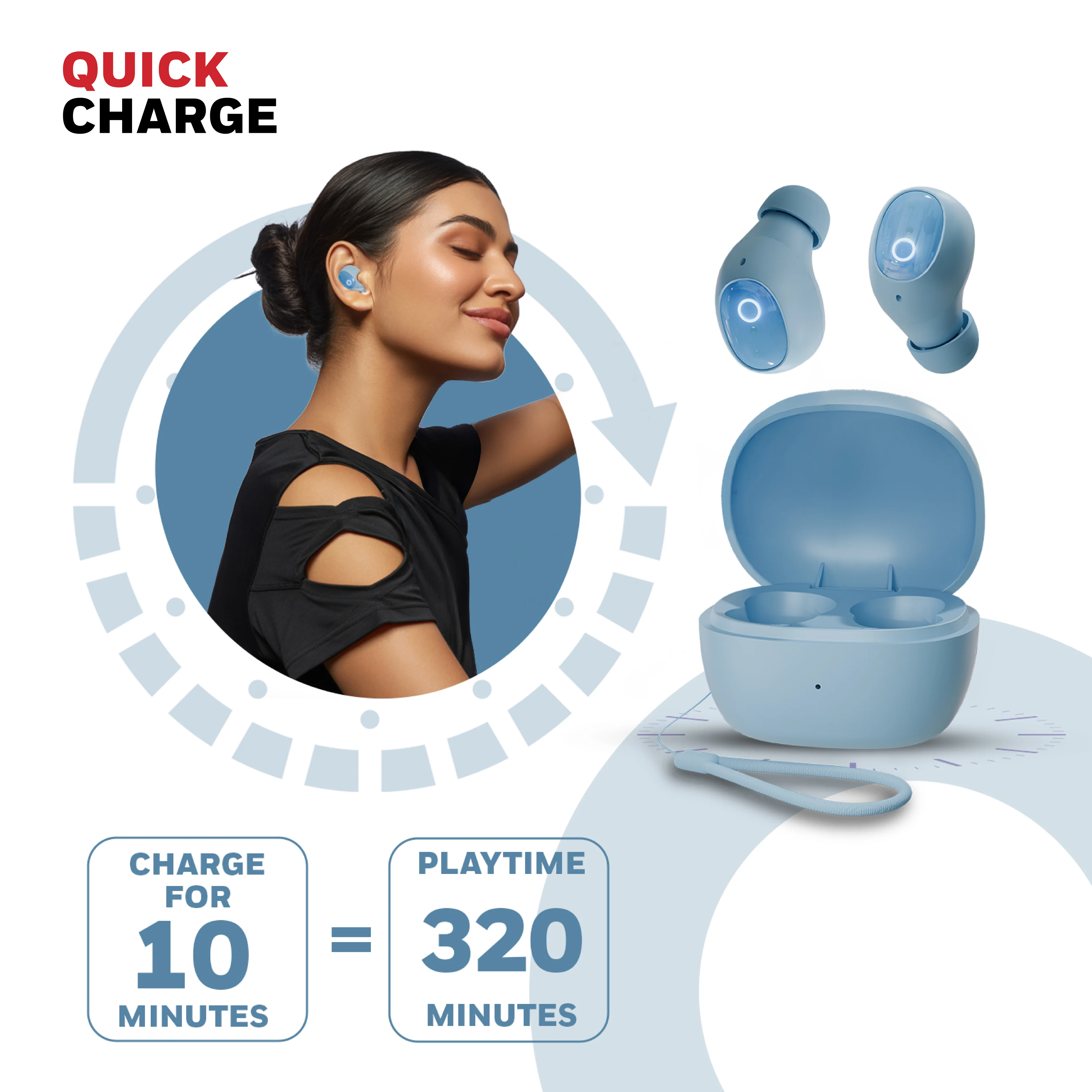 Moxie V1500 Truly wireless ENC earbuds – Blue - Image 5