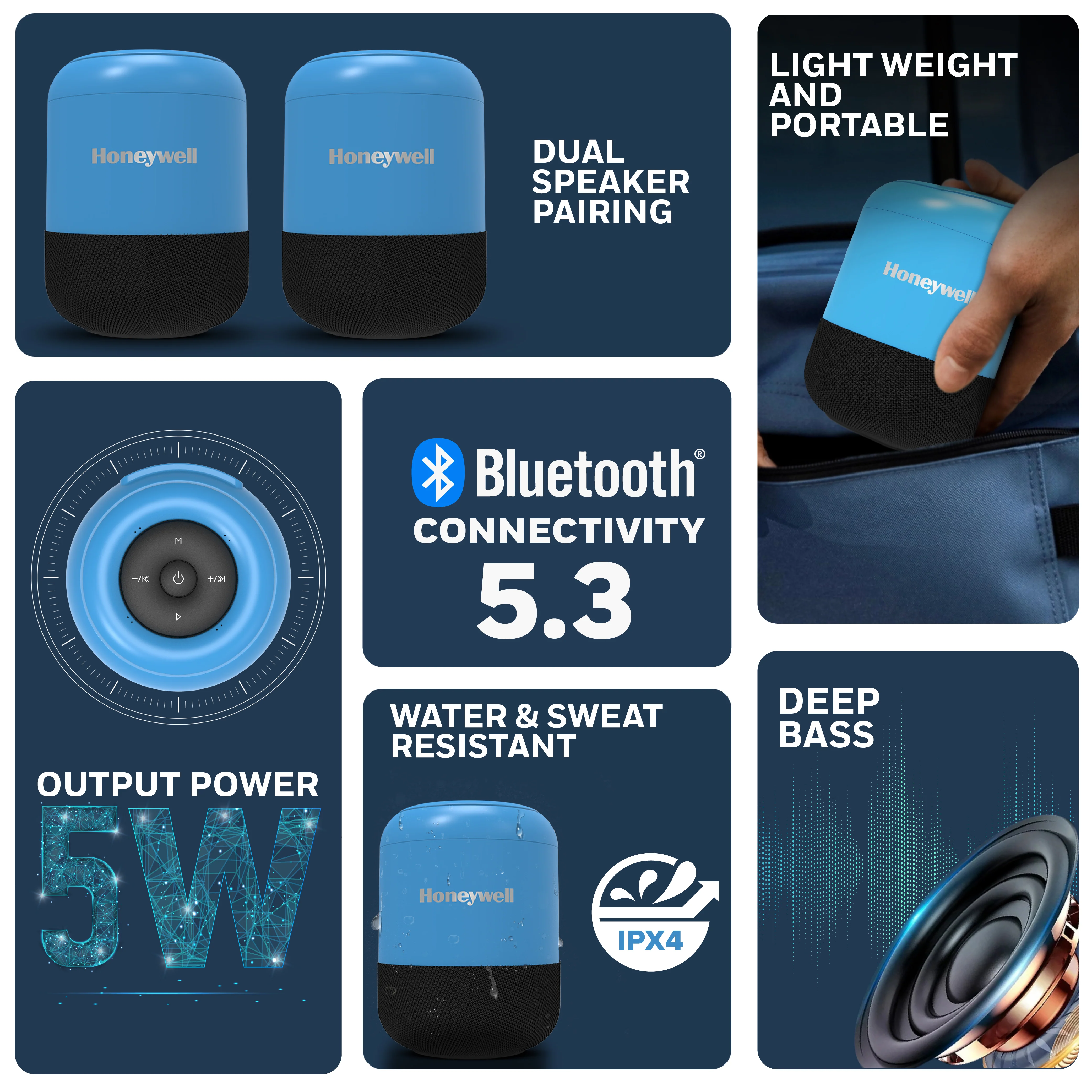 Moxie V200 Bluetooth Speaker - Blue - Image 2
