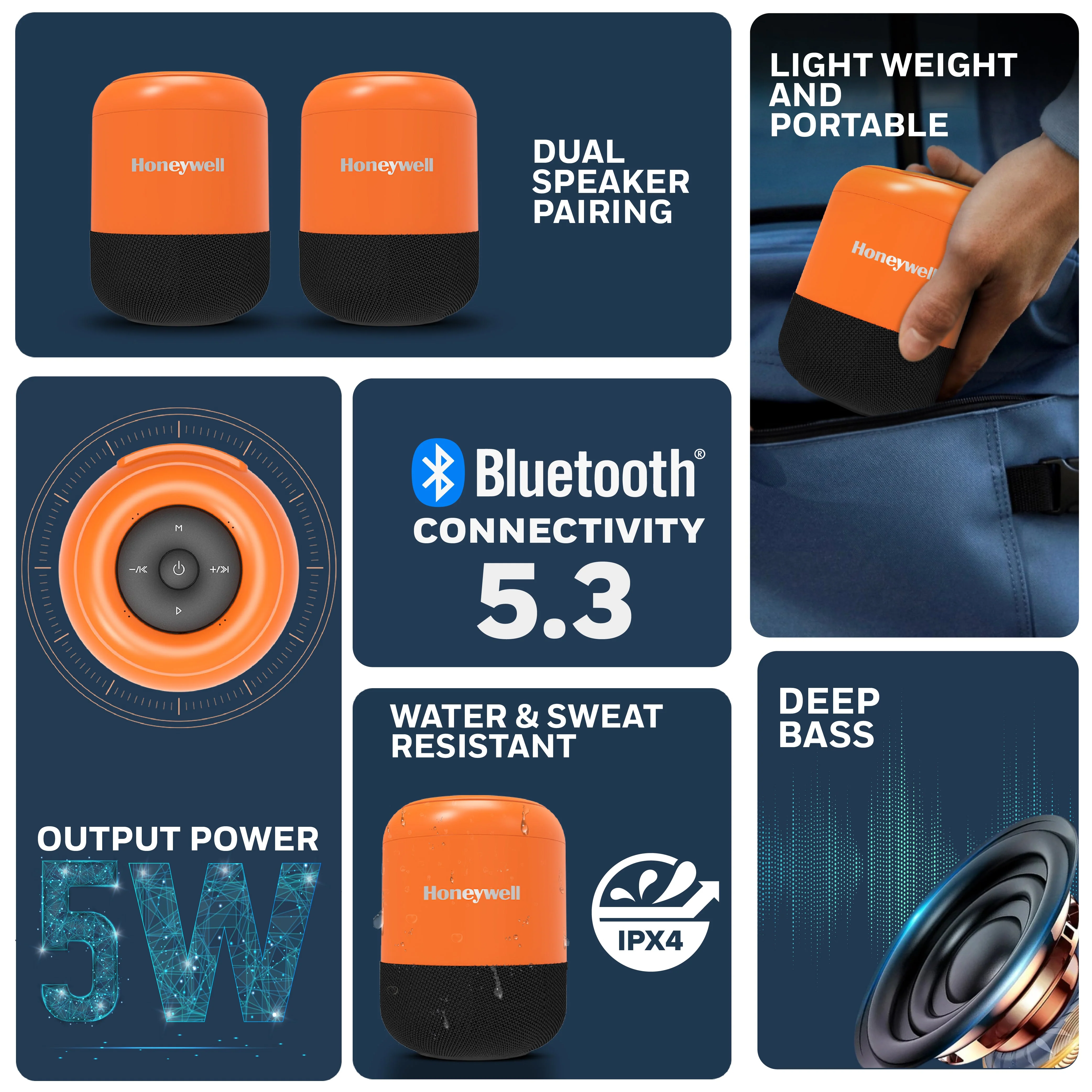 Moxie V200 Bluetooth Speaker - Orange - Image 2
