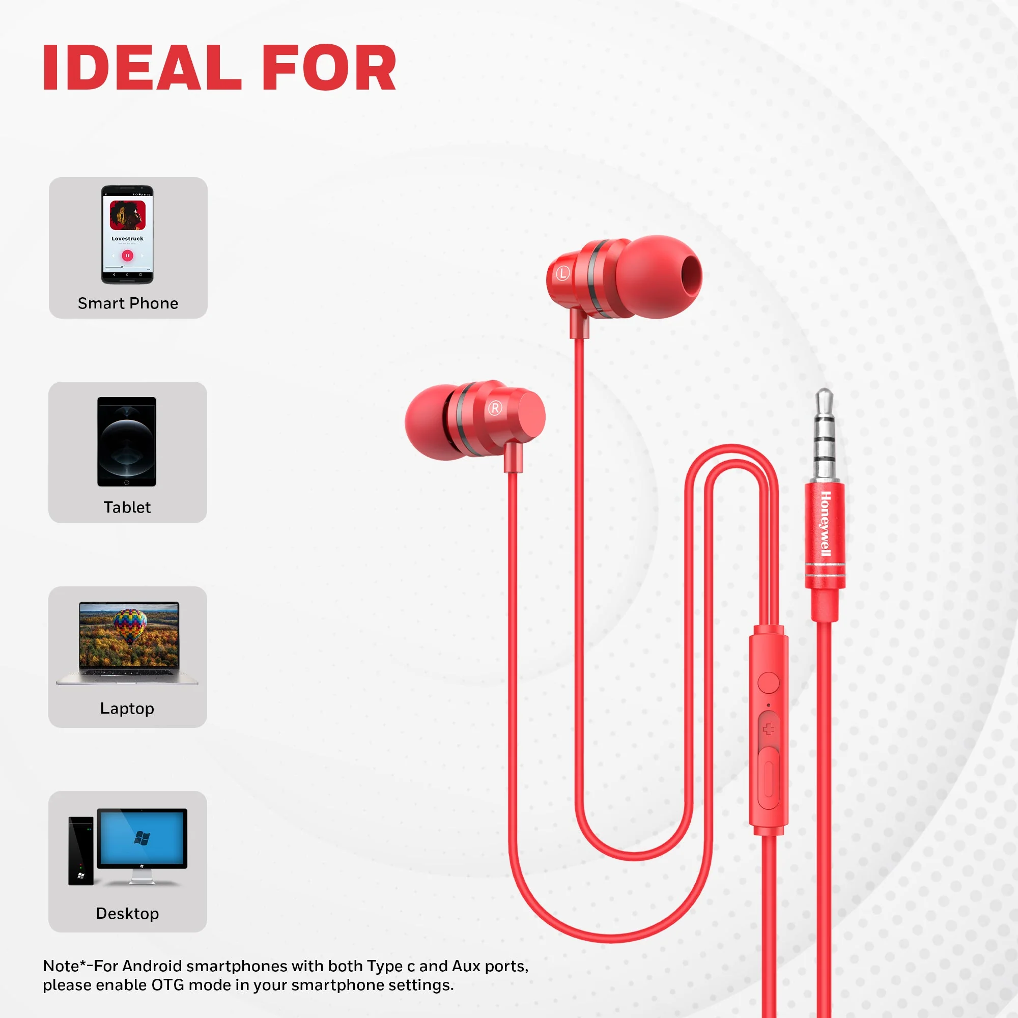 Moxie V50 Wired Earphones-Red - Image 6