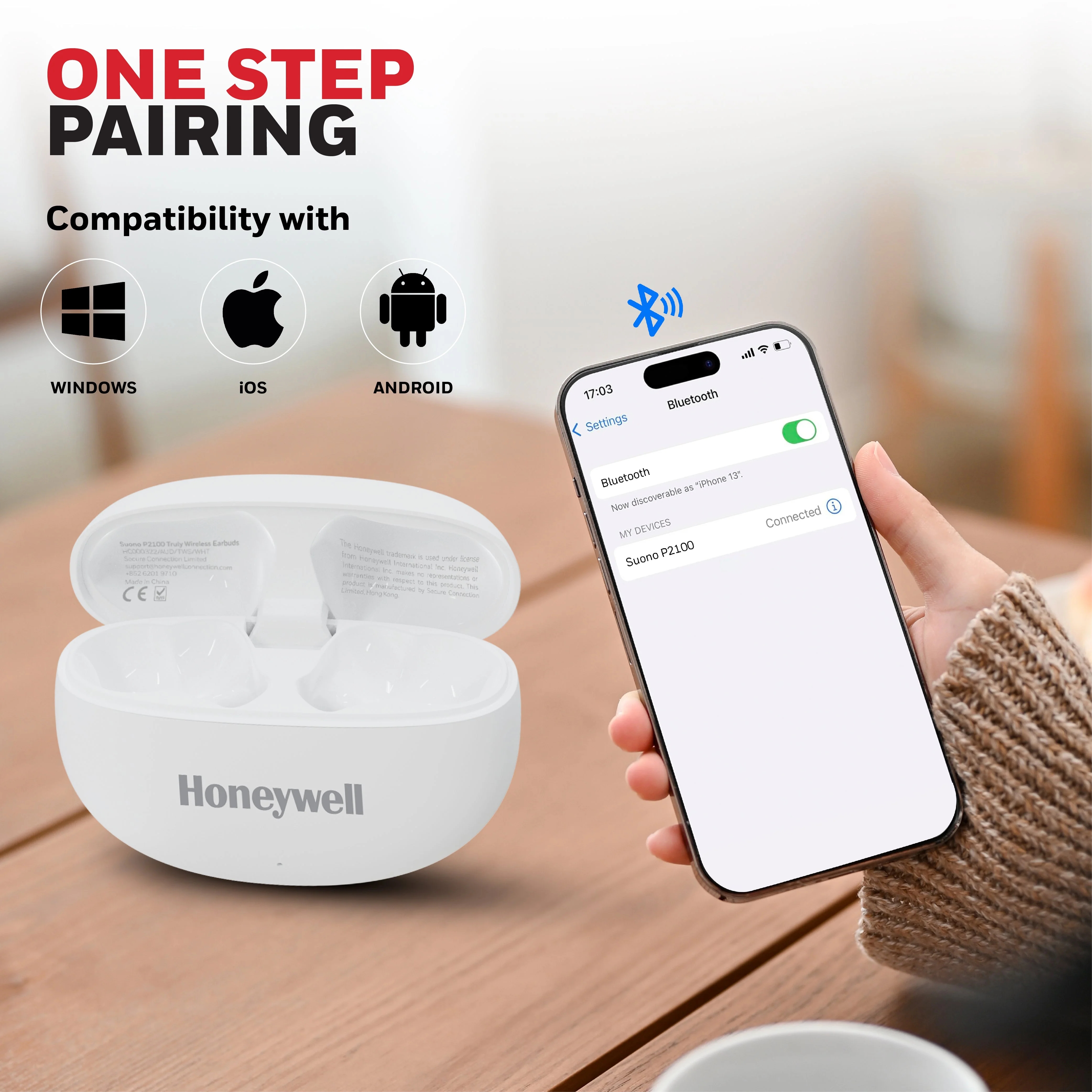 Suono P2100 Truly Wireless Earbuds-White - Image 9