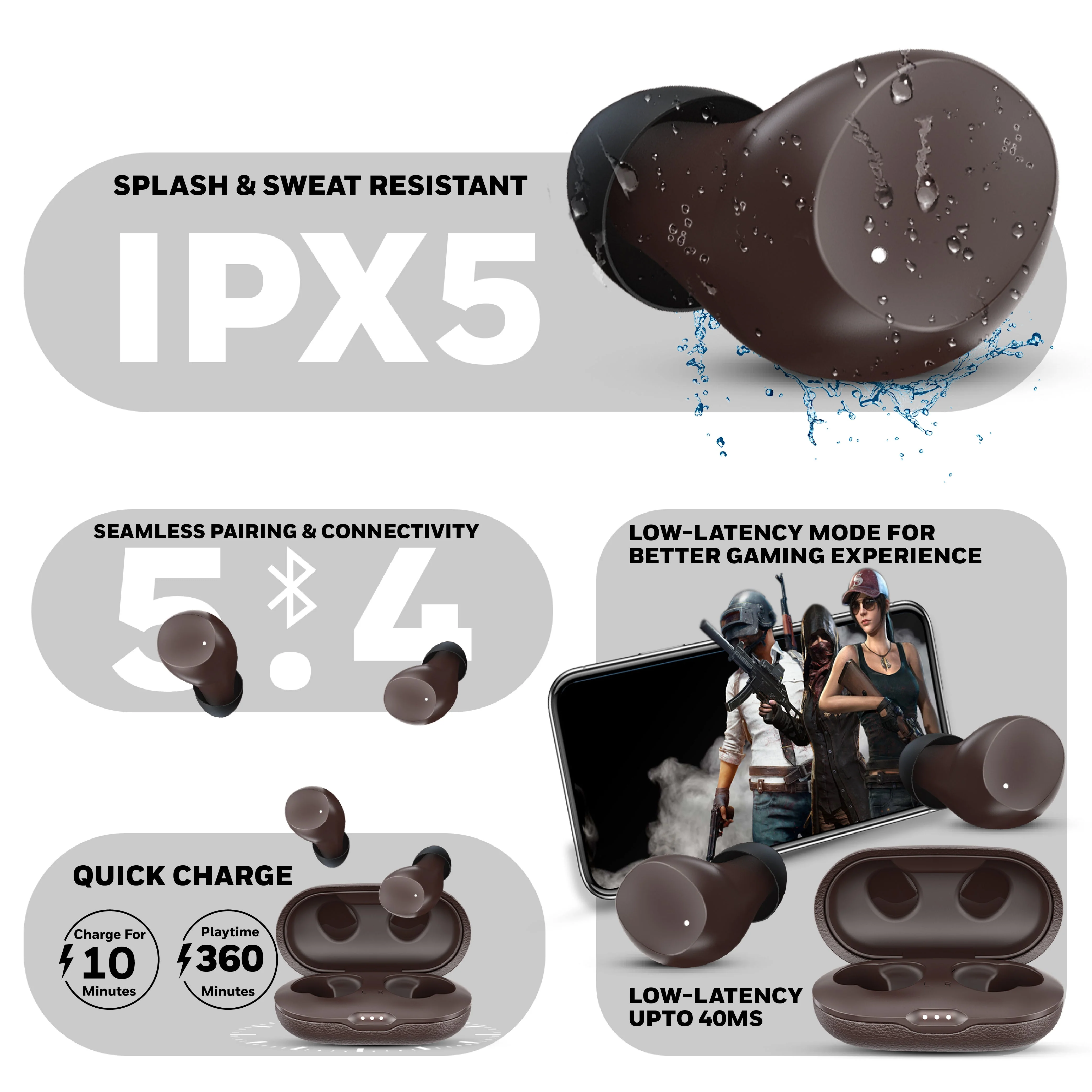 Suono P2200 Truly Wireless Earbuds-Brown - Image 10