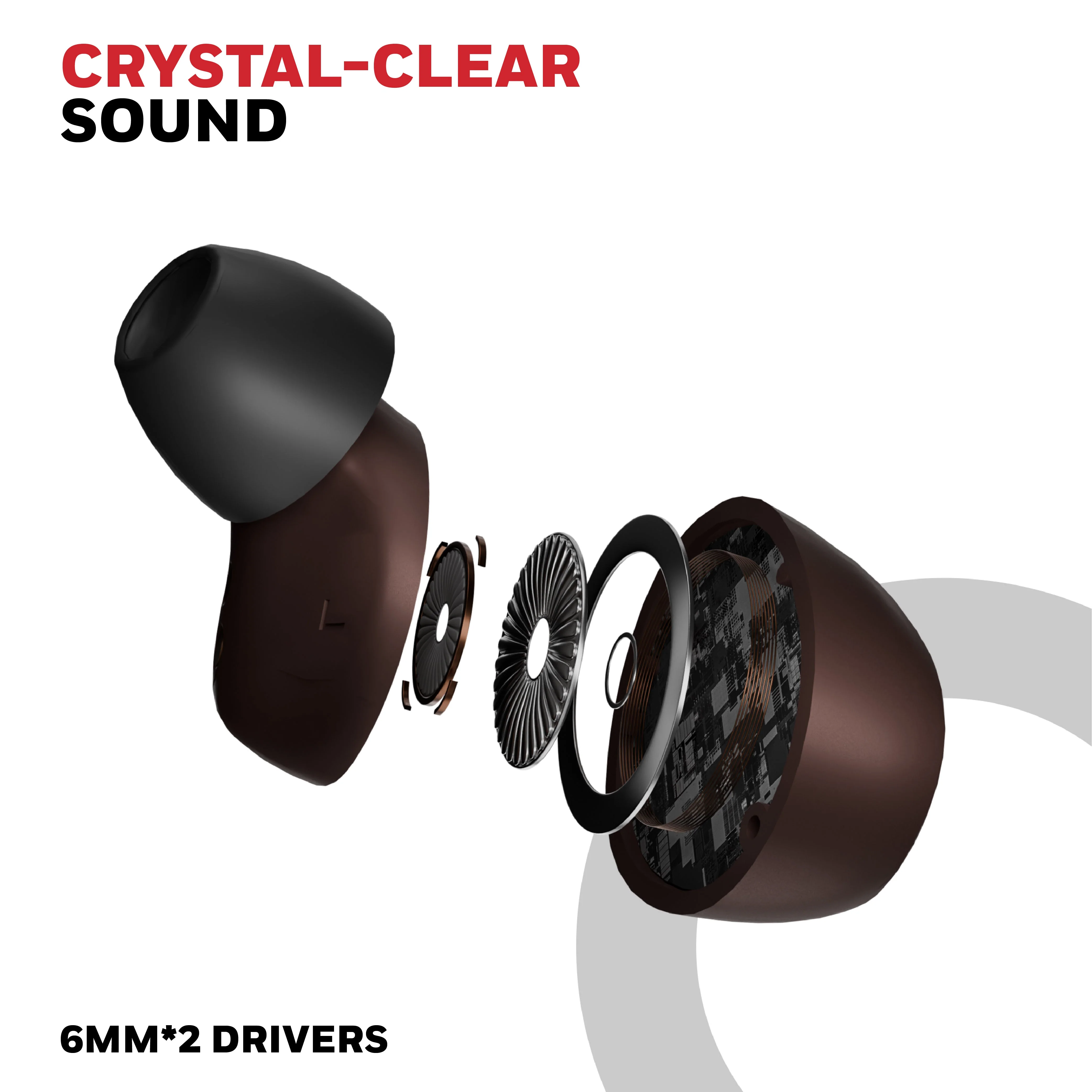 Suono P2200 Truly Wireless Earbuds-Brown - Image 3