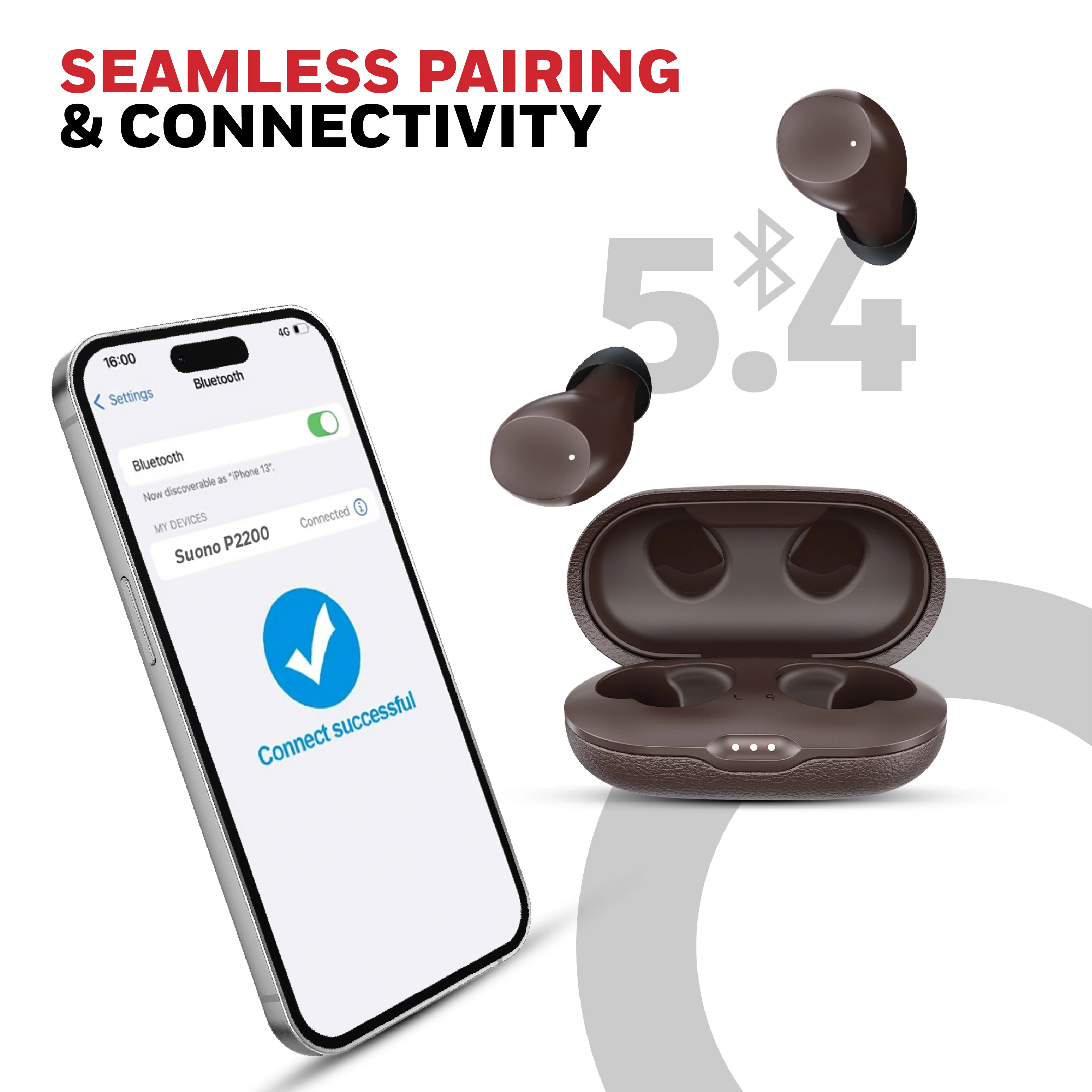 Suono P2200 Truly Wireless Earbuds-Brown - Image 8