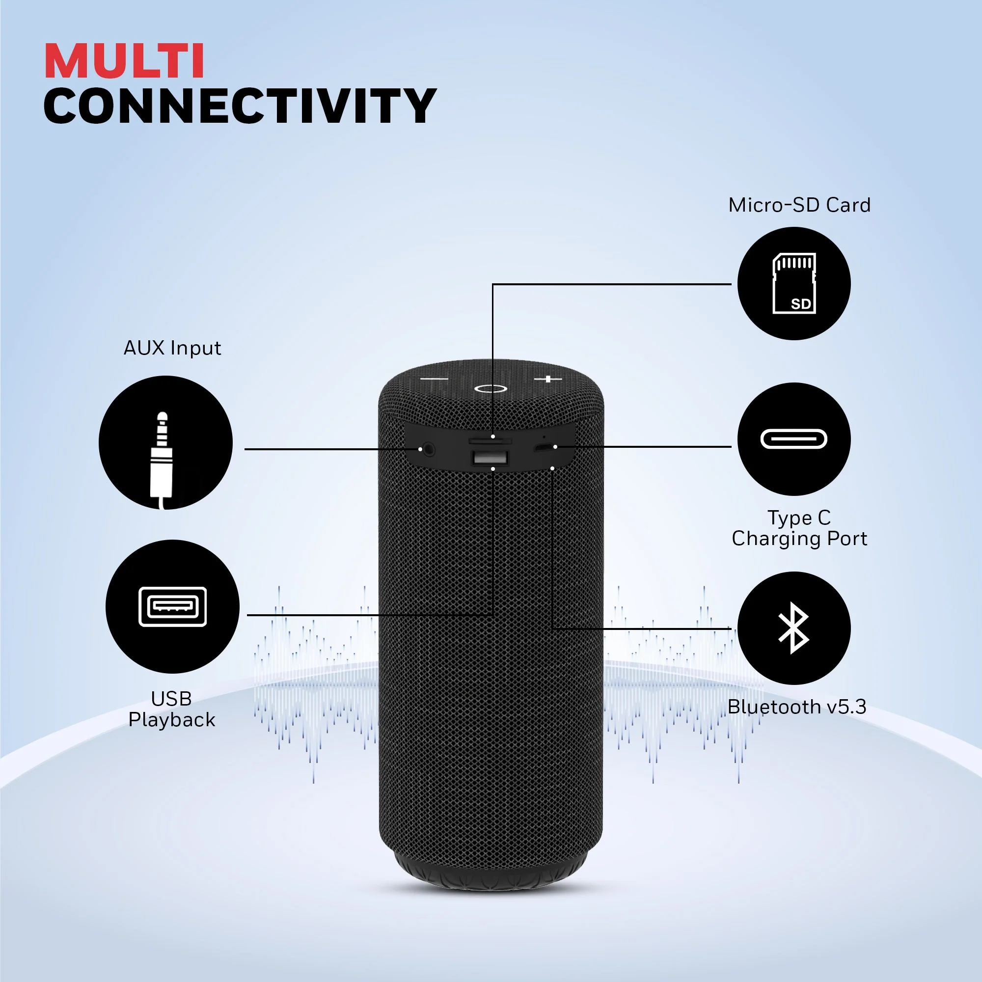 Suono P300 Bluetooth Speaker - Black - Image 4