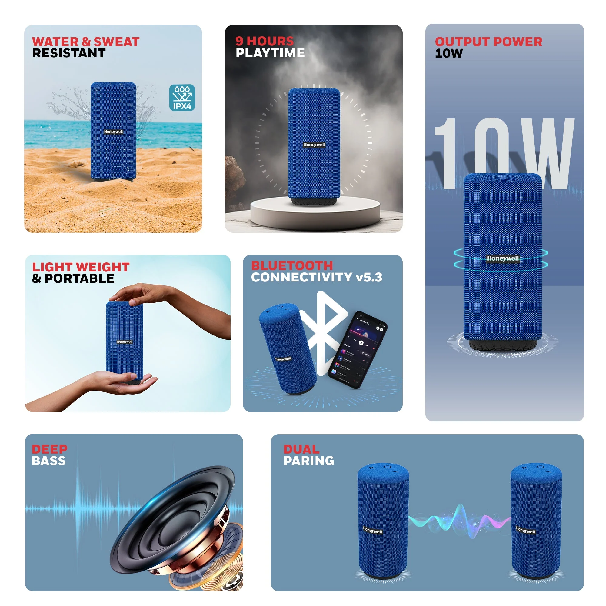 Suono P300 Bluetooth Speaker - Blue - Image 7