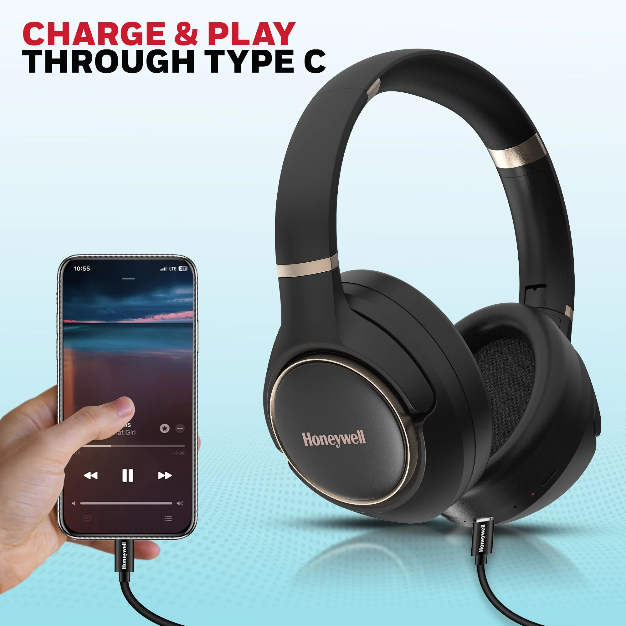 Trueno U20 Bluetooth Headphone-Black - Image 4