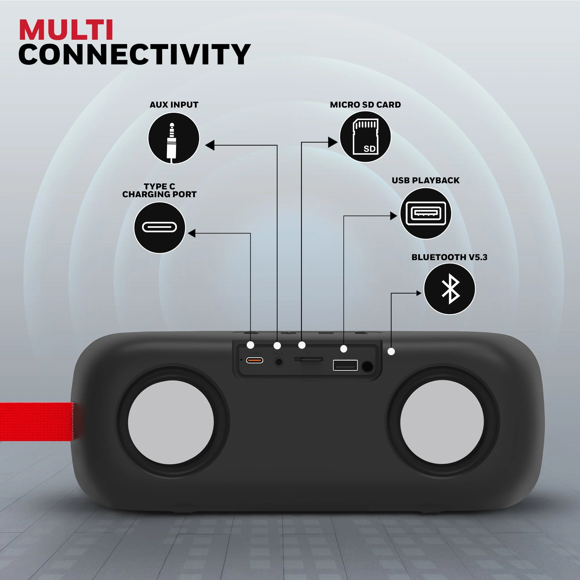 Trueno U300 Bluetooth Speaker - Black - Image 2