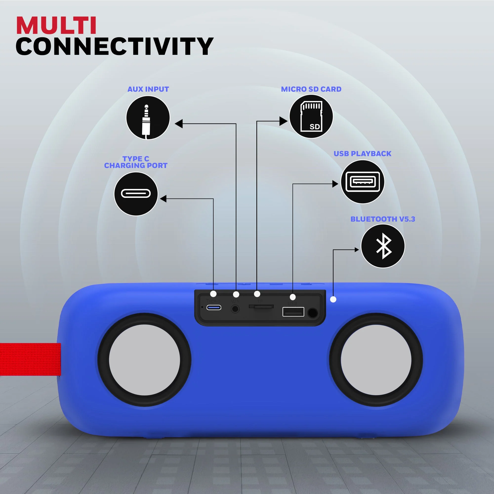 Trueno U300 Bluetooth Speaker - Blue - Image 9