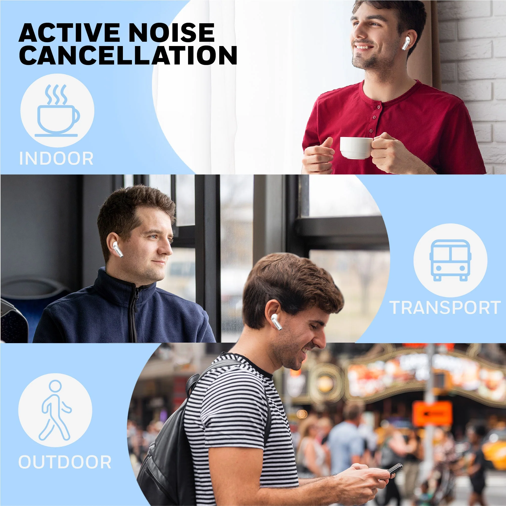 Trueno U5100 Truly Wireless ANC Earbuds-White - Image 4