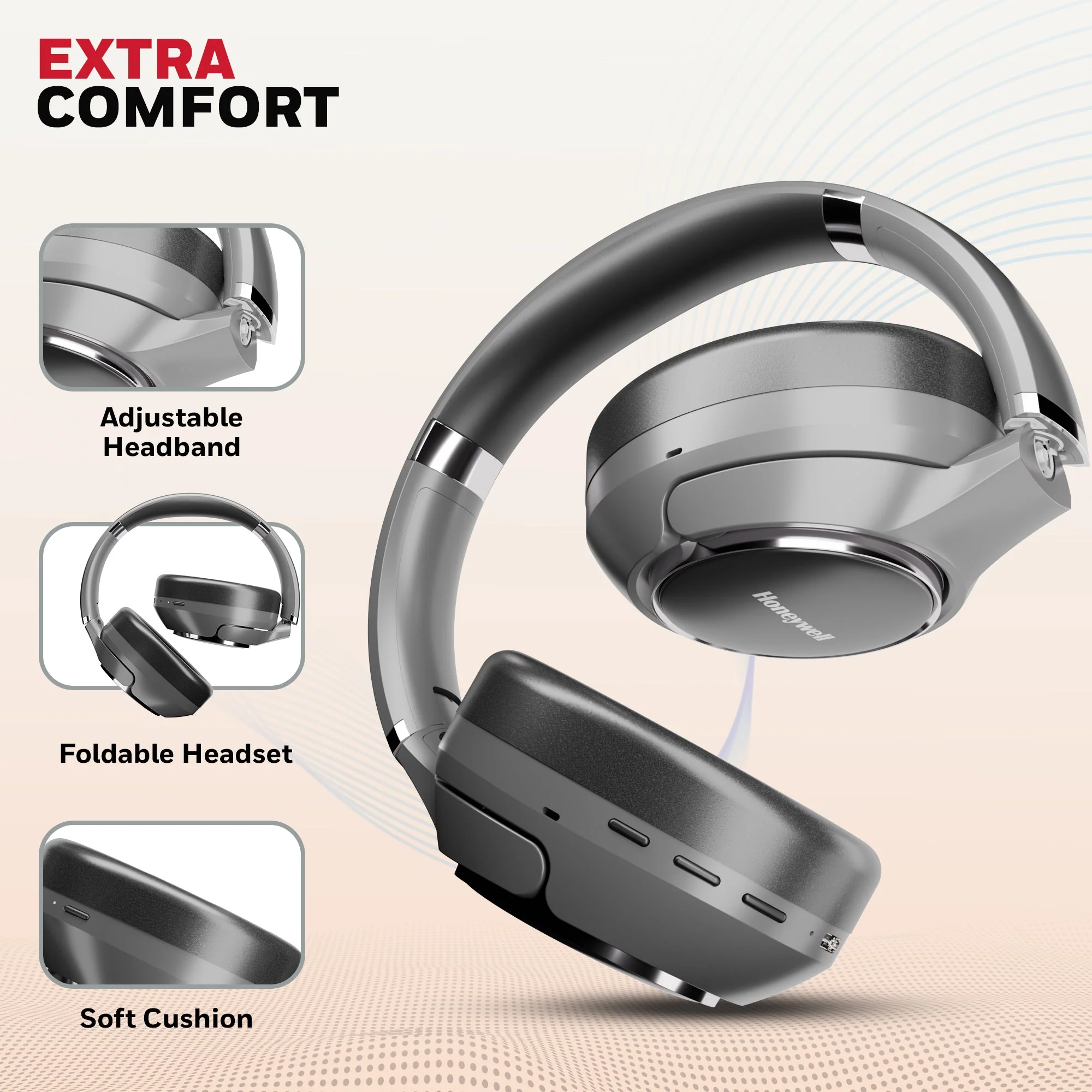 Trueno U20 ANC Bluetooth Headphones-Grey - Image 8