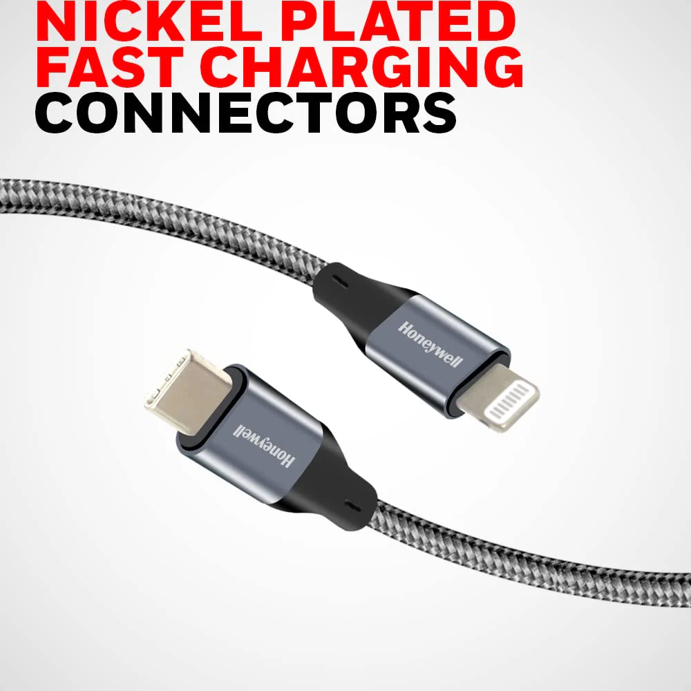 Type C to Lightning cable 1.2mtr - (Braided) - Grey - Image 10