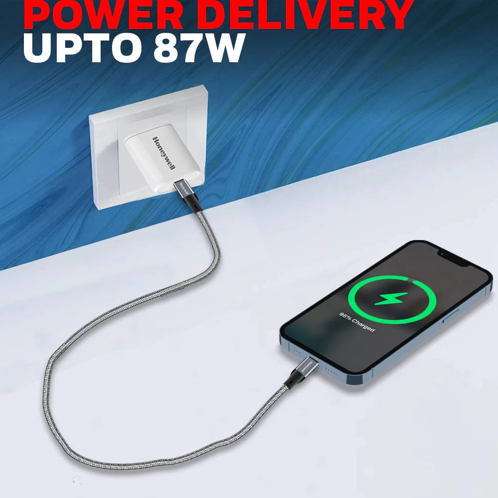 Type C to Lightning cable 1.2mtr - (Braided) - Grey - Image 12