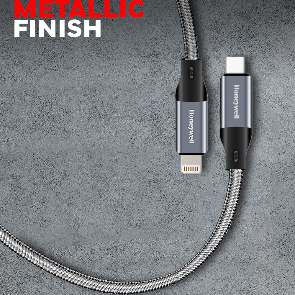 Type C to Lightning cable 1.2mtr - (Braided) - Grey - Image 3