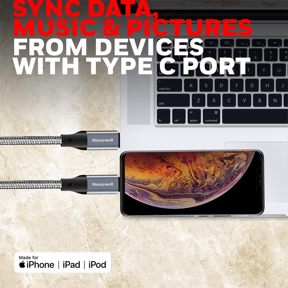 Type C to Lightning cable 1.2mtr - (Braided) - Grey - Image 4