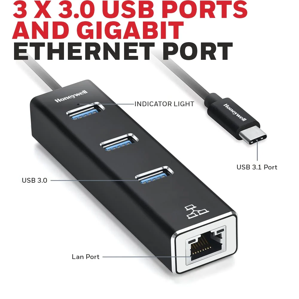 Type C to USB 3.0 with Gigabit Ethernet Adapter - Image 5