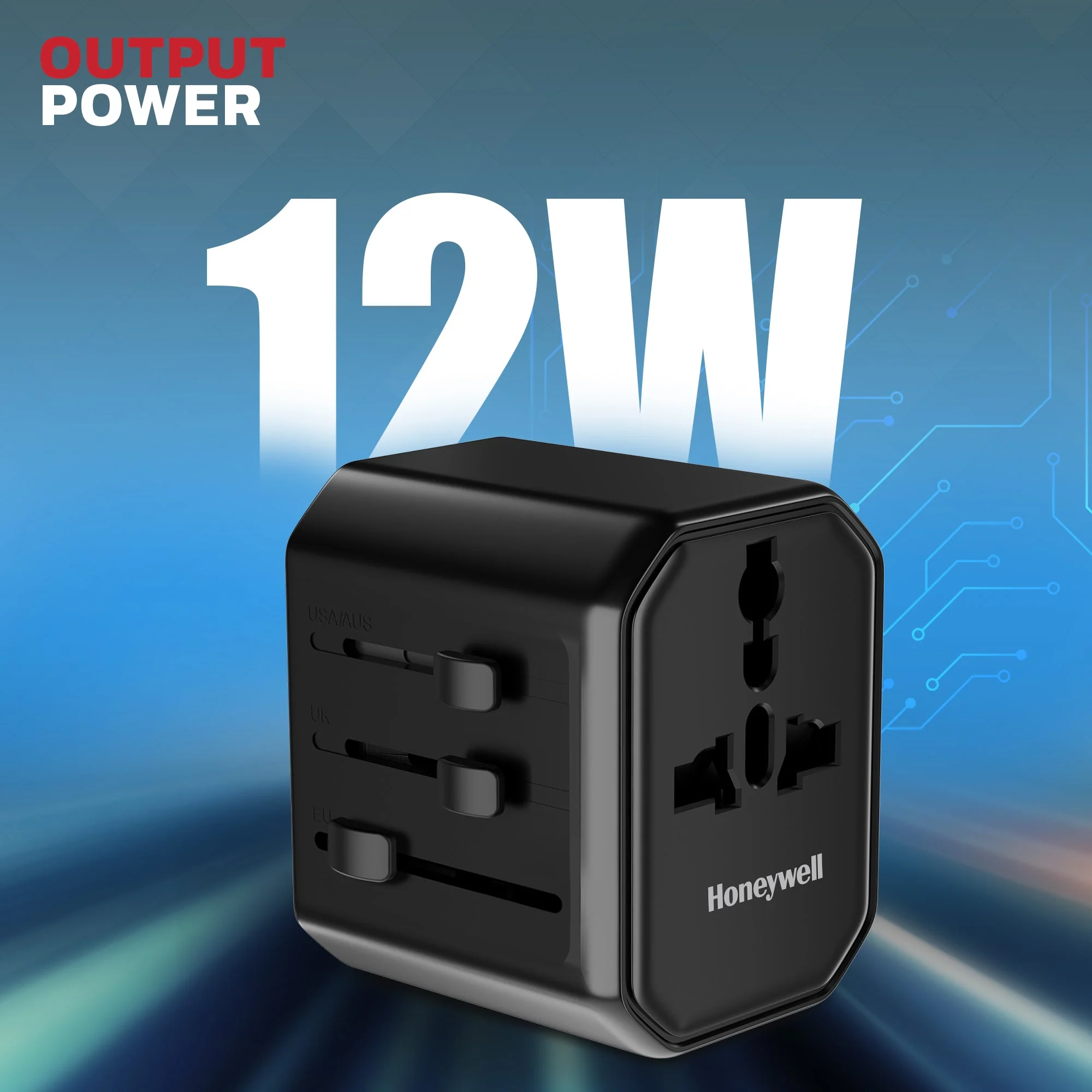 Universal World Travel Adapter - 12W(Black) - Image 3
