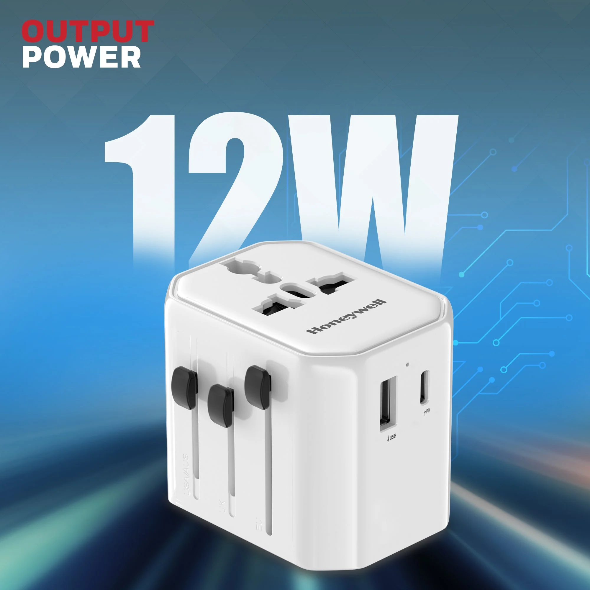 Universal World Travel Adapter - 12W(White) - Image 3