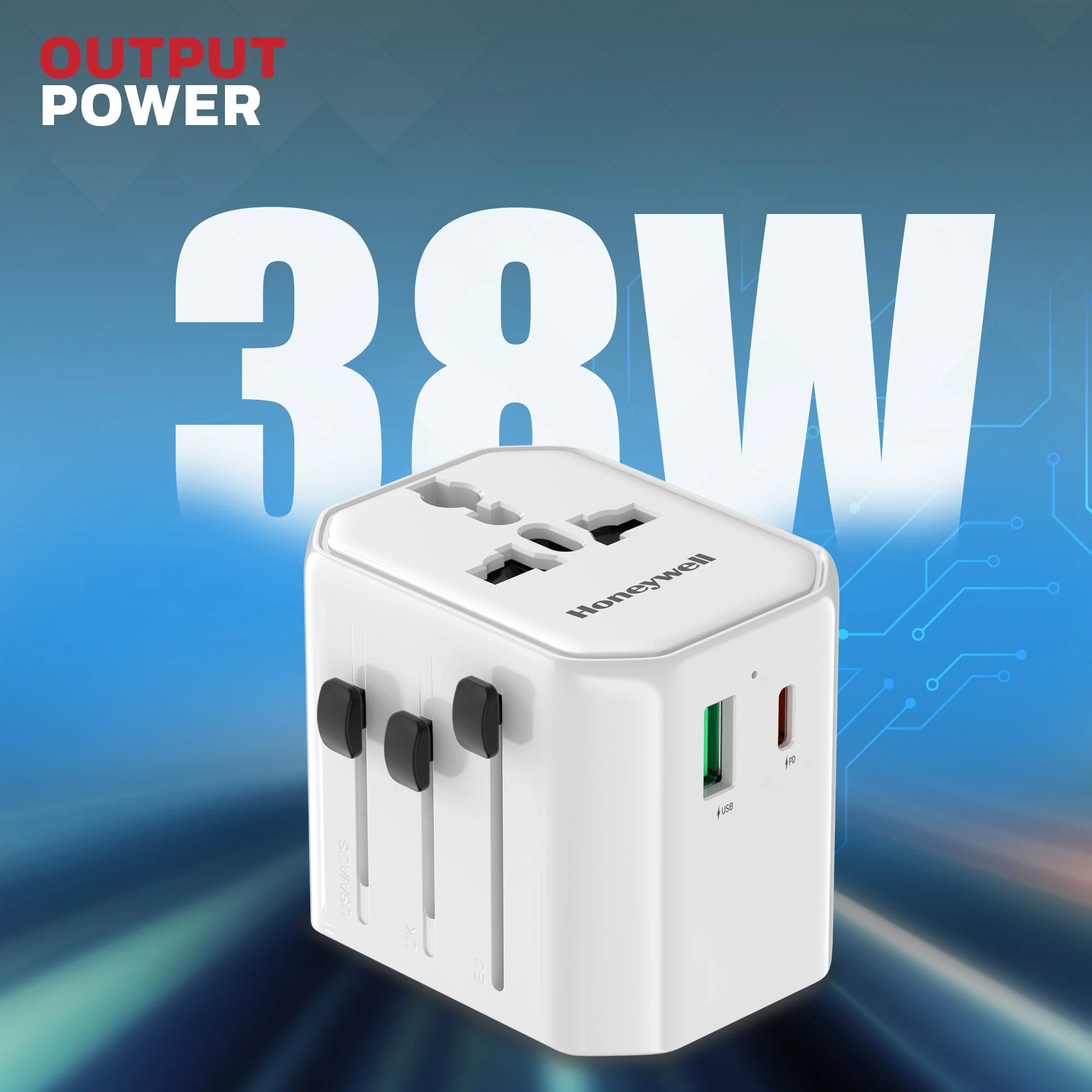 Universal World Travel Adapter - 38W(White) - Image 3