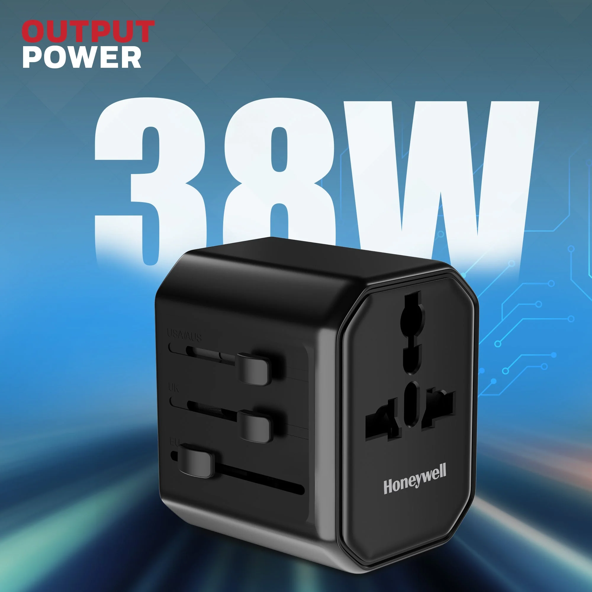Universal World Travel Adapter - 38W(Black) - Image 3