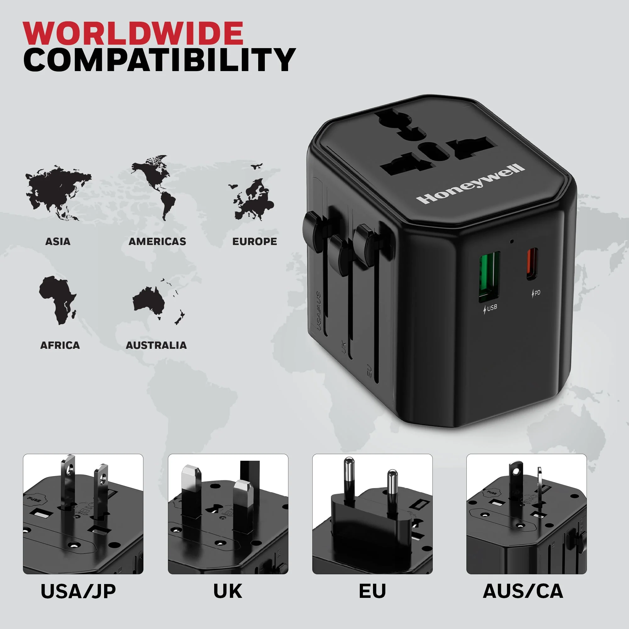 Universal World Travel Adapter - 38W(Black) - Image 9